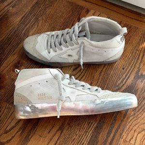 Golden Goose White Sparkle Sole Mid Stars